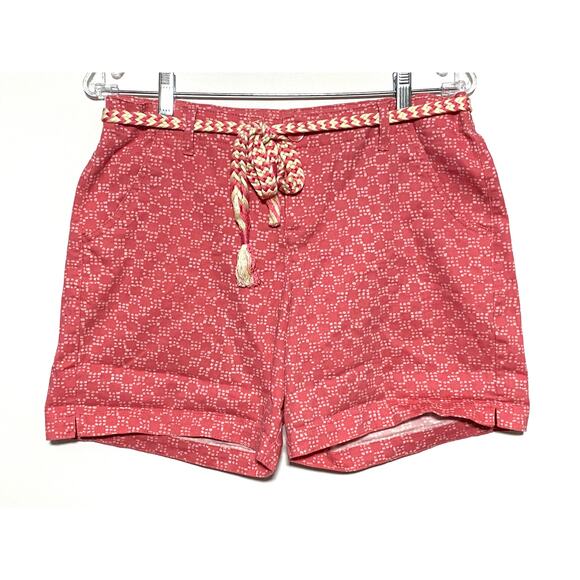 Lee Natural Fit Just Below The Waist Pink Geometric Shorts Belt Womens 8 Medium - Picture 1 of 8